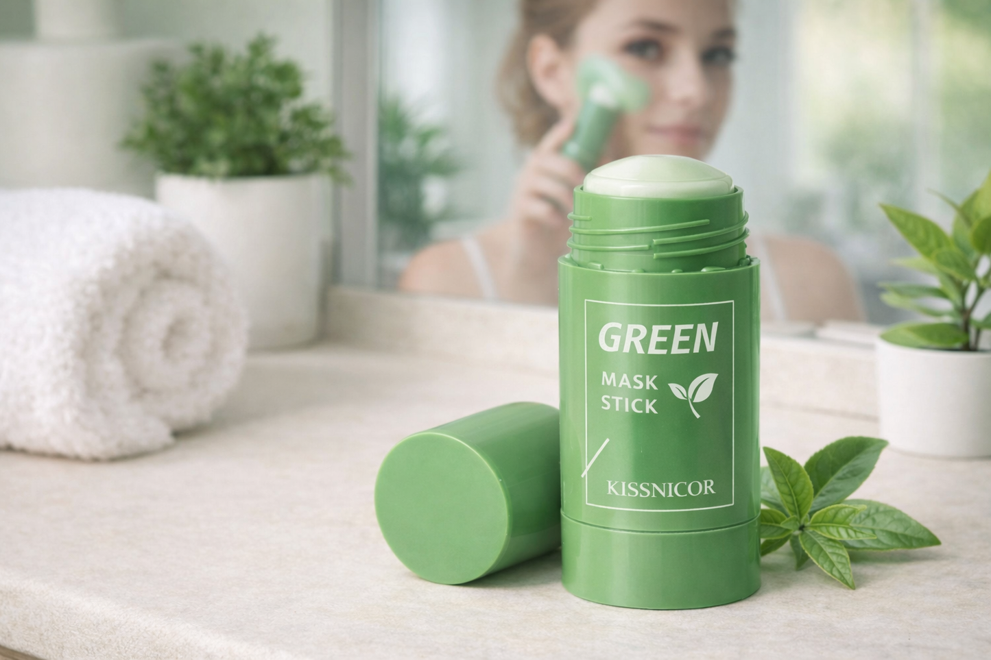 Oil-Absorbing Green Tea Mask Stick for Clear-Looking Skin
